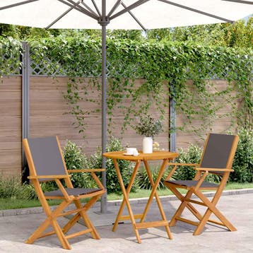 vidaXL 3-delige Bistroset stof en massief hout, Verzenden, Nieuw, Hardhout