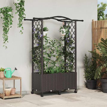 vidaXL Verhoogd Bed met Trellis en Dak Bruin 125 x 40 x 144, Verzenden, Nieuw, Minder dan 60 cm, 60 cm of meer