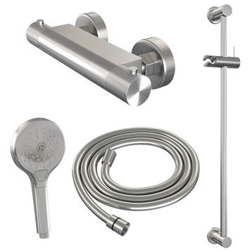 Brauer Brushed Carving Glijstangset met Thermostaatkraan -, Ophalen of Verzenden, Nieuw