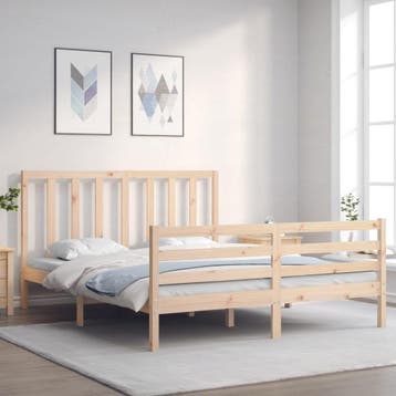 vidaXL Bedframe zonder matras massief grenenhout 160x200 cm, Bruin, Verzenden, 200 cm, 160 cm