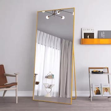 Staande Lichaamsspiegel 180×80 cm – Goudkleurig Versterkt Gl, Verzenden, Nieuw