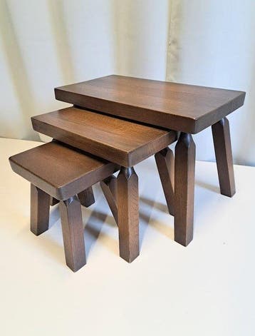 Set bijzettafels - Eiken hout - Drie bijzettafeltjes