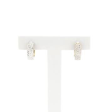 Bicolor gouden klapcreolen; Ø 12,9 (Oorbellen), Sieraden, Tassen en Uiterlijk, Ophalen of Verzenden, Gebruikt, Goud, Goud