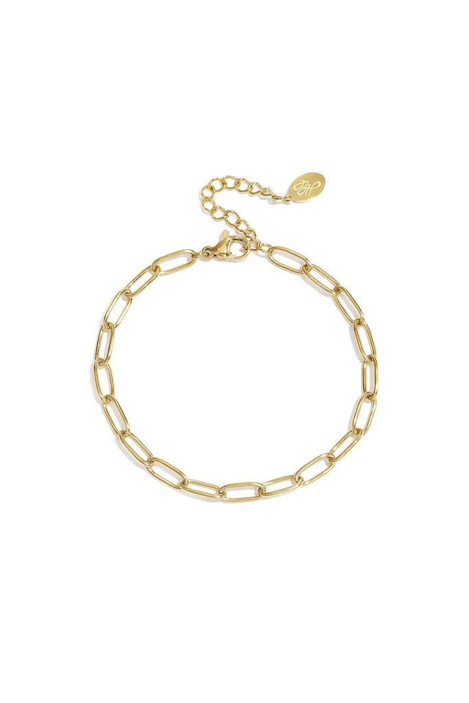 Schakelarmband basic Stainless Steel - Goudkleur, Sieraden, Tassen en Uiterlijk, Armbanden, Verzenden