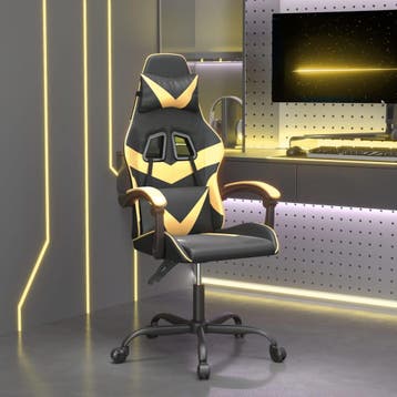 vidaXL Gamestoel kunstleer zwart en goud, Huis en Inrichting, Bureaustoelen, Verzenden, Nieuw