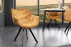 Design stoel THE DUTCH COMFORT mosterdgeel fluweel met, Huis en Inrichting, Stoelen, Ophalen of Verzenden, Nieuw