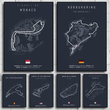 F1 Circuit Poster: Monaco Imola Track Art - Stijlvolle Motor, Verzenden, Nieuw