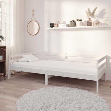 vidaXL Slaapbank massief grenenhout wit 90x200 cm, 90 cm, Eenpersoons, Verzenden, Wit