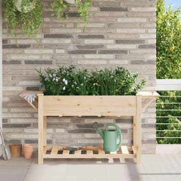vidaXL Plantenbak Beige 155 x 59 x 76,5 cm Massief Vurenhout, Verzenden, Nieuw, Hout, Minder dan 60 cm