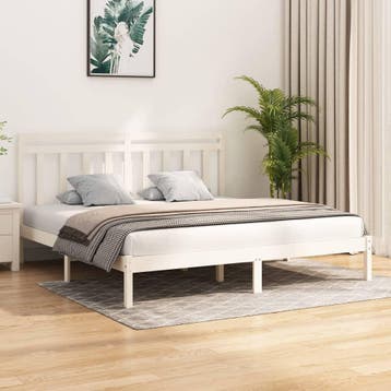 vidaXL Bedframe massief hout wit 200x200 cm, Verzenden, Wit, Overige maten, 200 cm