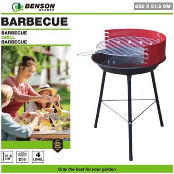 Benson Compacte grillbarbecue - Lichtgewicht - Kolen - 36..., Ophalen of Verzenden, Nieuw
