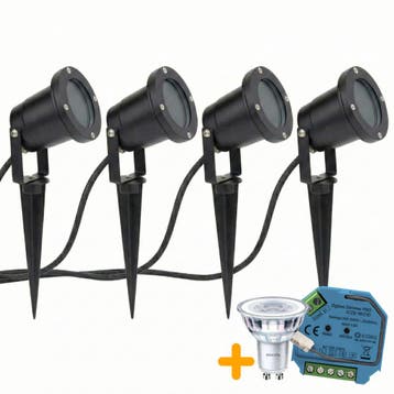 4 Stuks | SMART Prikspots / Tuinspot GU10| Complete set, Nieuw, Ophalen of Verzenden, Netvoeding, Spots