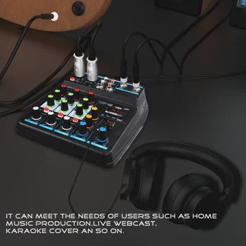 4-Kanaals DJ Mixer Console met Bluetooth, USB en 48V Fantoom, Muziek en Instrumenten, Verzenden, Nieuw