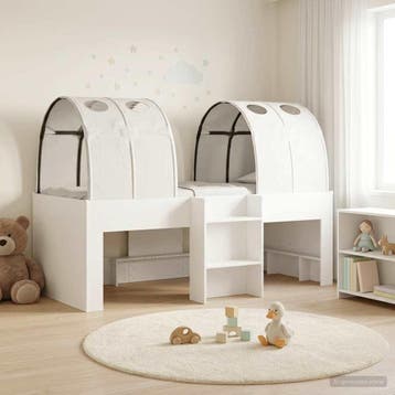 vidaXL Bed met Tunnel 3 st Wit Bewerkt hout, Verzenden, Nieuw, Wit, Hout
