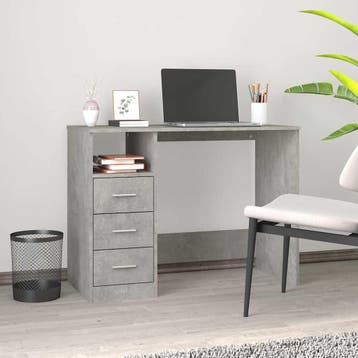 vidaXL Bureau met lades 102x50x76 cm bewerkt hout betongrijs, Verzenden, Nieuw