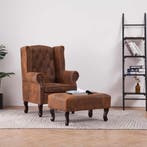 vidaXL Fauteuil en voetenbank Chesterfield-stijl kunstsuède, Huis en Inrichting, Fauteuils, Verzenden, Nieuw
