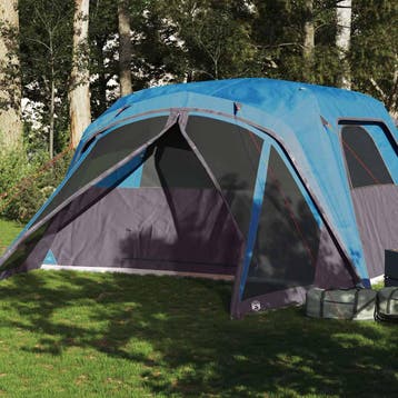 vidaXL Gezinstent met luifel 6-persoons waterdicht blauw, Caravans en Kamperen, Verzenden, Nieuw, Tot en met 2