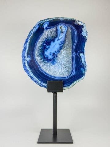 LARGE blue agate on stand Geode - Hoogte: 270 mm - Breedte:
