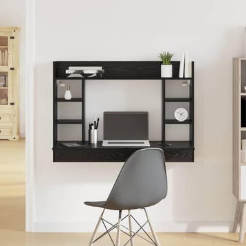 vidaXL Aan de muur bevestigd bureau Zwart eiken 105 x 48 x, Verzenden, Nieuw