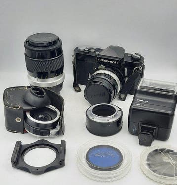Nikon Nikkormat FTN Black Body - Nikkor-Q 135mm + Nikkor H.C, Nieuw