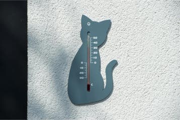 Kunststof Muurthermometer 15cm Grijze Kat voor Binnen en..., Verzenden, Nieuw