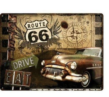 Route 66 reclamebord Eat&Drive, Verzenden, Nieuw