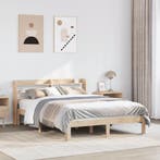 vidaXL Bedframe met hoofdbord massief grenenhout 120x190 cm, Huis en Inrichting, Slaapkamer | Bedden, Bruin, Verzenden, Nieuw