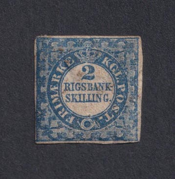Denemarken - Denemarken 1852 – 2 Rigsbankskilling Blauw – MN, Gestempeld
