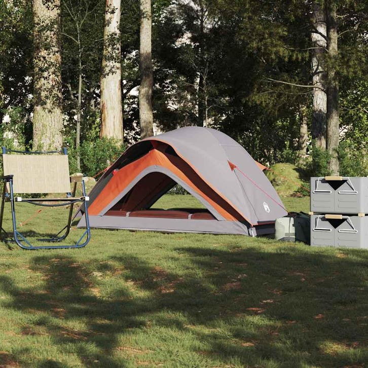 vidaXL Tent 1-persoons waterdicht grijs en oranje, Caravans en Kamperen, Tenten, Nieuw, tot en met 2, Verzenden