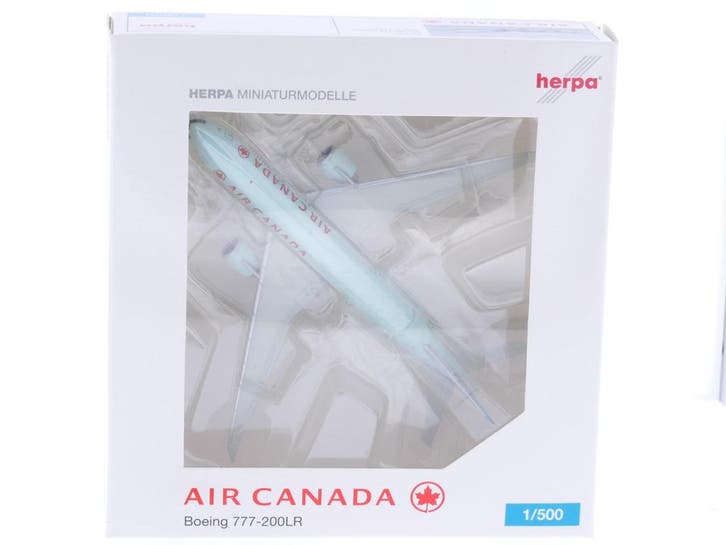 Schaal 1:500 Herpa 515870 Air Canada Boeing 777-200LR Reg..., Hobby en Vrije tijd, Modelbouw | Vliegtuigen en Helikopters, Zo goed als nieuw