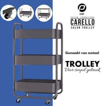 Salon Trolley Carello Donkergrijs met 3 Etages, Verzenden, Nieuw, Overige typen