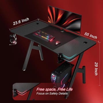 Gaming bureau - Gaming desk - Gaming tafel - 140x60 cm - Gro, Huis en Inrichting, Bureaus, Verzenden, Zo goed als nieuw
