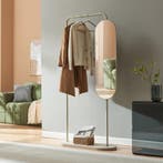 Kledingrek Vamn met spiegel 167x80x35 cm havermout [en.casa], Verzenden, Nieuw