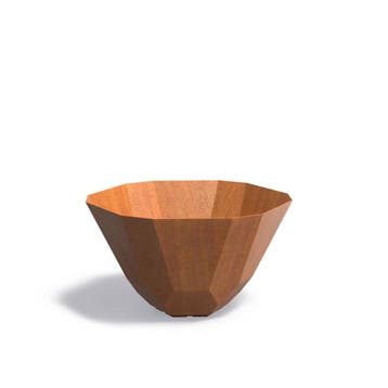Cortenstaal bloempot Facet Ø100x60cm - Met bodem, 100 cm of meer, Rond, Nieuw, Metaal