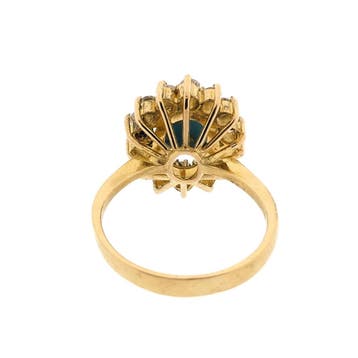 Gouden ring met topaas en zirconia, 18 tot 19, Gebruikt, Overige kleuren, Ophalen of Verzenden