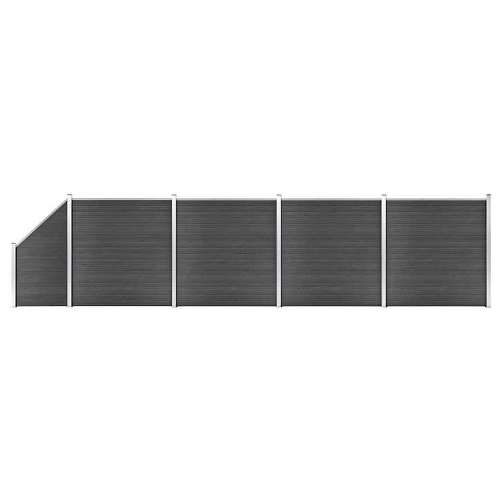 vidaXL Schuttingpanelenset 792x(105-186) cm HKC zwart, Tuin en Terras, Schuttingen, Nieuw, Kunststof, 1 tot 2 meter, Verzenden