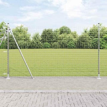 vidaXL Hekpaal met betonnen voet 26 st zilver Gepoedercoat, Verzenden, Nieuw
