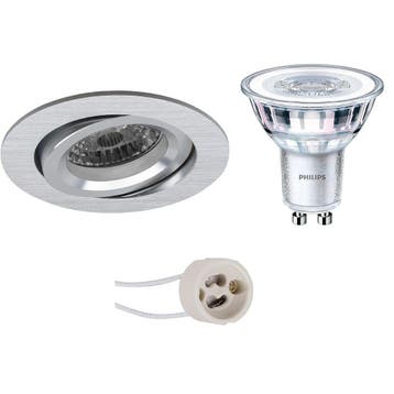 GU10 Inbouwspot Set - Mat Zilver - Inbouw Rond - Kantelbaar, Ophalen of Verzenden, Nieuw, Overige fittingen, Plafondspot of Wandspot