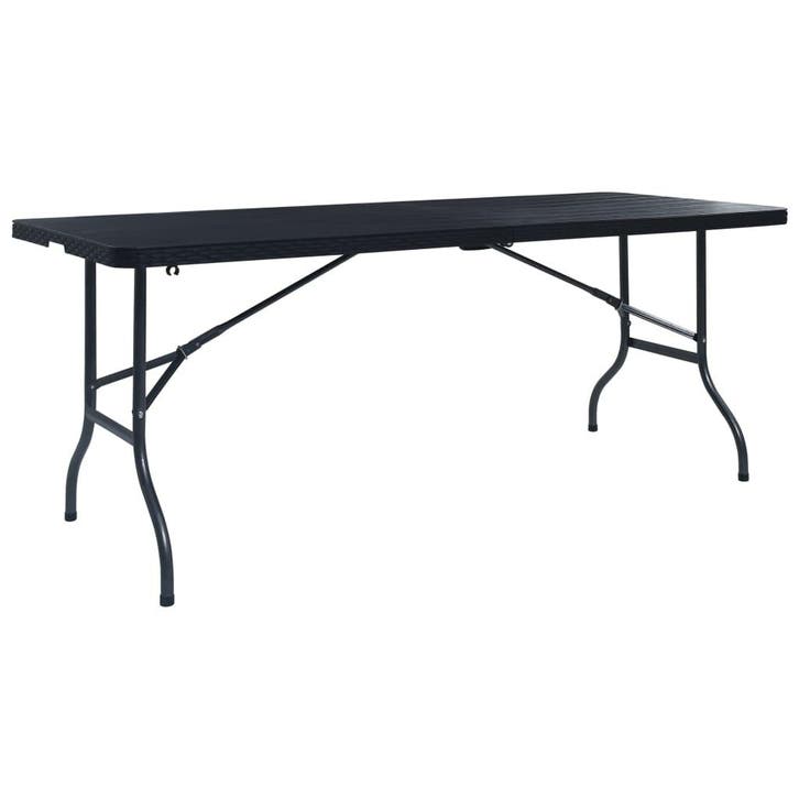 vidaXL Tuintafel inklapbaar 180x75x72 cm HDPE en kunstrattan, Tuin en Terras, Tuintafels, Nieuw, Metaal, Verzenden
