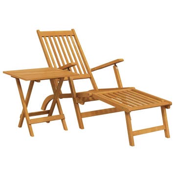 vidaXL Terrasstoel met voetensteun en tafel massief, Verzenden, Nieuw
