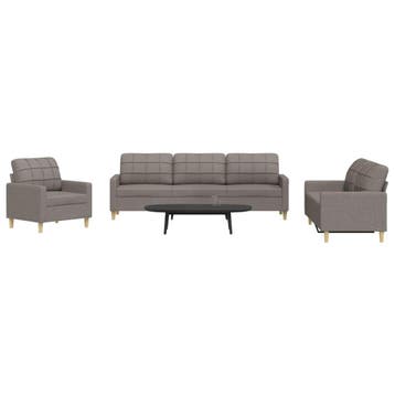 vidaXL 3-delige Loungeset stof taupe, Huis en Inrichting, Banken | Bankstellen, Verzenden, Nieuw, Vierpersoons of meer, Stof