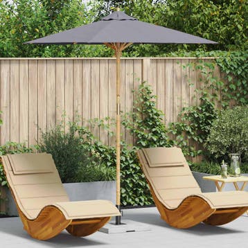 vidaXL Tuinparasol Ø 217 x 230 cm Bamboe Rond Donkergrijs, Tuin en Terras, Verzenden, Nieuw, 2 tot 3 meter