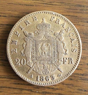 Frankrijk. Napoléon III. 20 Francs 1863-A, Paris