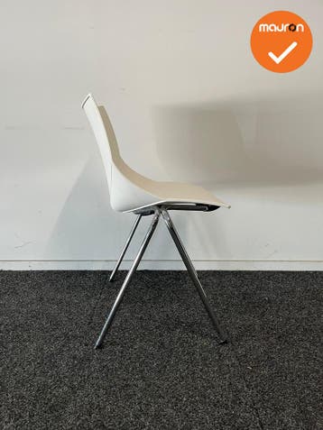 Vergaderstoel AMIR - Wit  - Chroom frame, Vergader- of Presentatieruimte, Ophalen of Verzenden, Gebruikt, Stoel