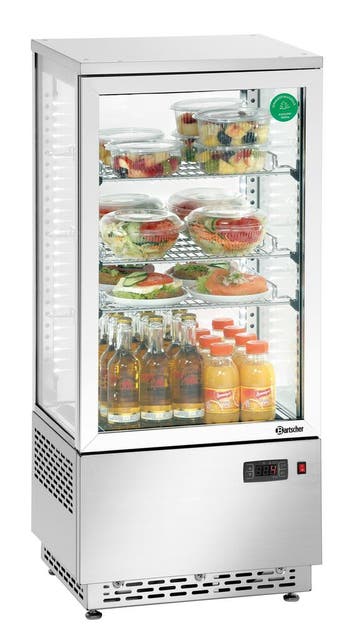 Bartscher Mini-koelvitrine 78L | Edelstaal | 3 roosters | LE, Ophalen of Verzenden, Nieuw
