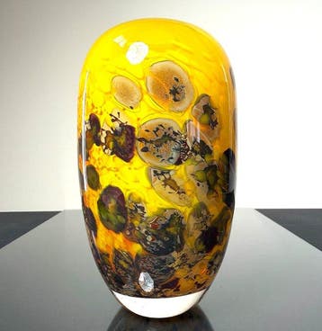 Maxence Parot - Vaas - Unieke vaas, kleuren en goud - Glas