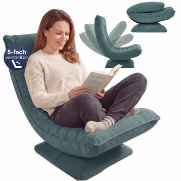 Fauteuil Aberdeen grijsgroen ribfluweel, 5-standen verste..., Huis en Inrichting, Verzenden