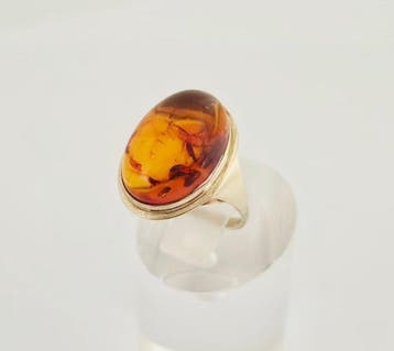 Zonder minimumprijs - Ring - 8 karaat Geel goud - Barnsteen, Nieuw
