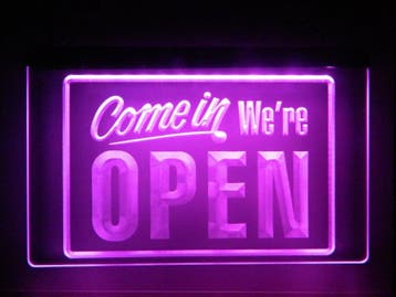 OPEN neon bord lamp LED verlichting reclame lichtbak #28 COM, Verzenden, Nieuw in verpakking
