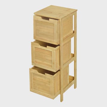 Bamboe badkamerkast met 3 lades - 30x90x30cm - Staand opberg, Verzenden, Nieuw